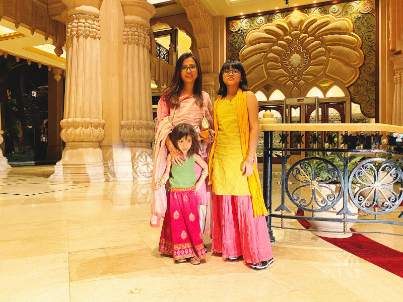 Amara, Laaija, and Shanta at the Leela Palace, Bangalore)